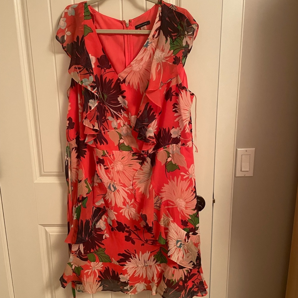 Tommy Hilfiger Coral Floral Ruffle Dress